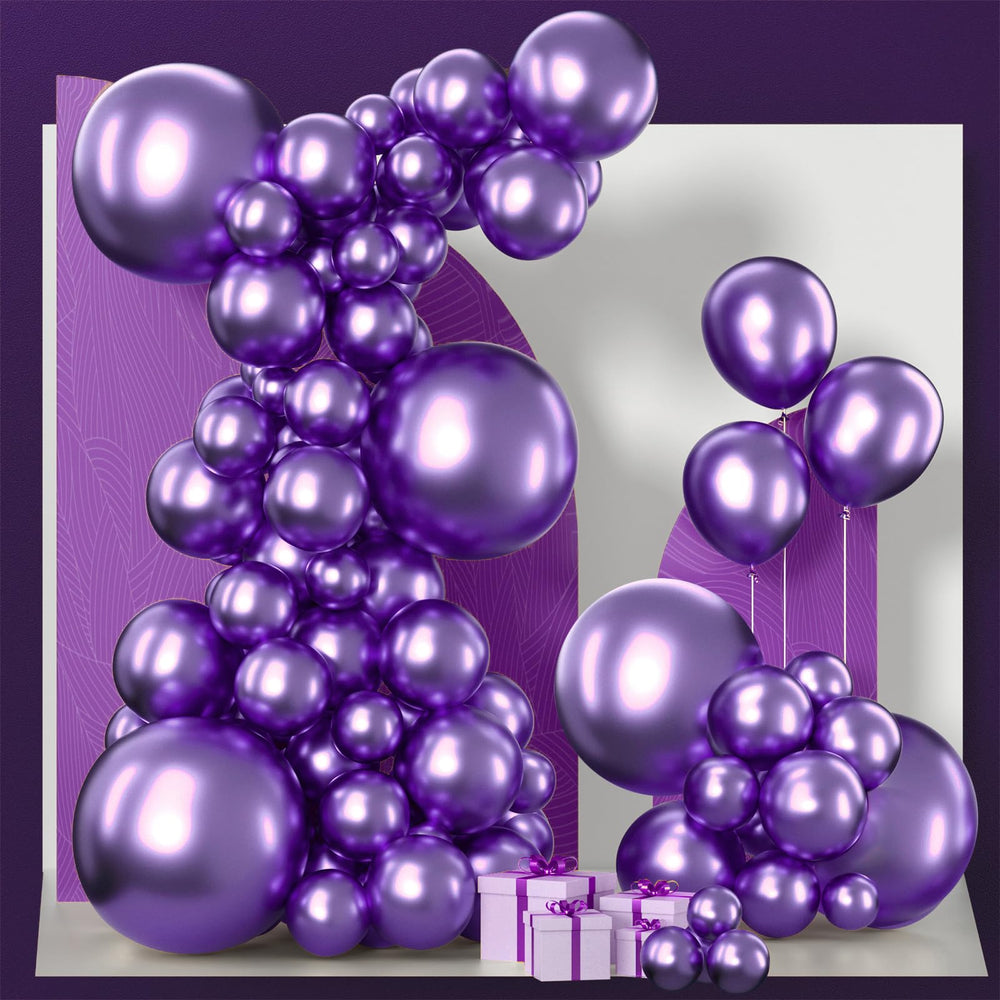 PartyWoo metallic purple 18-inch balloons for bold arch-ready centerpieces.