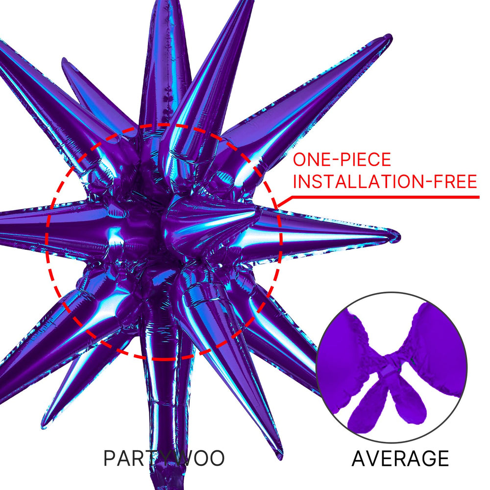 PartyWoo 10-inch purple star balloon creates layered, eye-catching arrangements