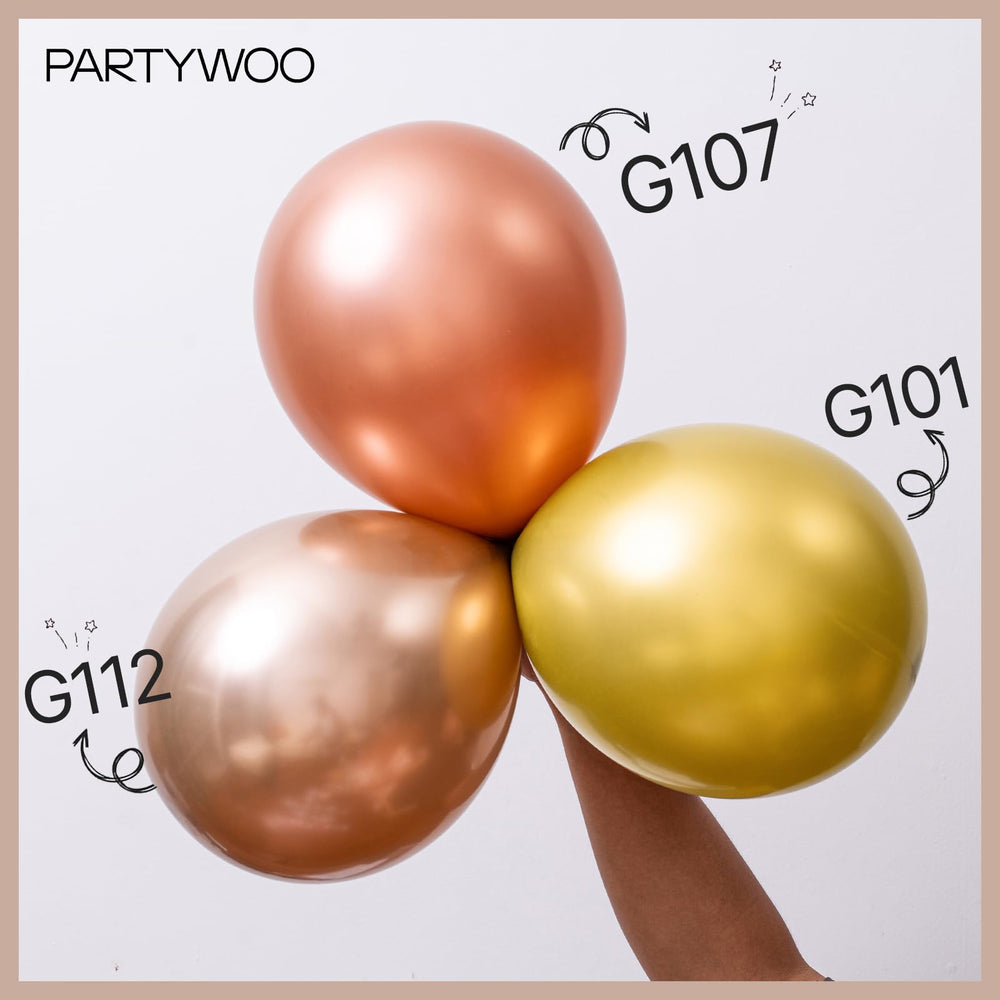 PartyWoo 5-inch rose gold balloons used as subtle filler accents