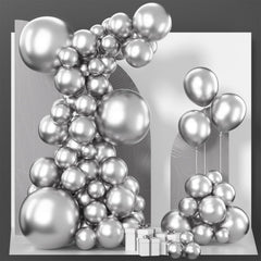 PartyWoo 12-inch silver balloons for vibrant balloon bouquets and arches.