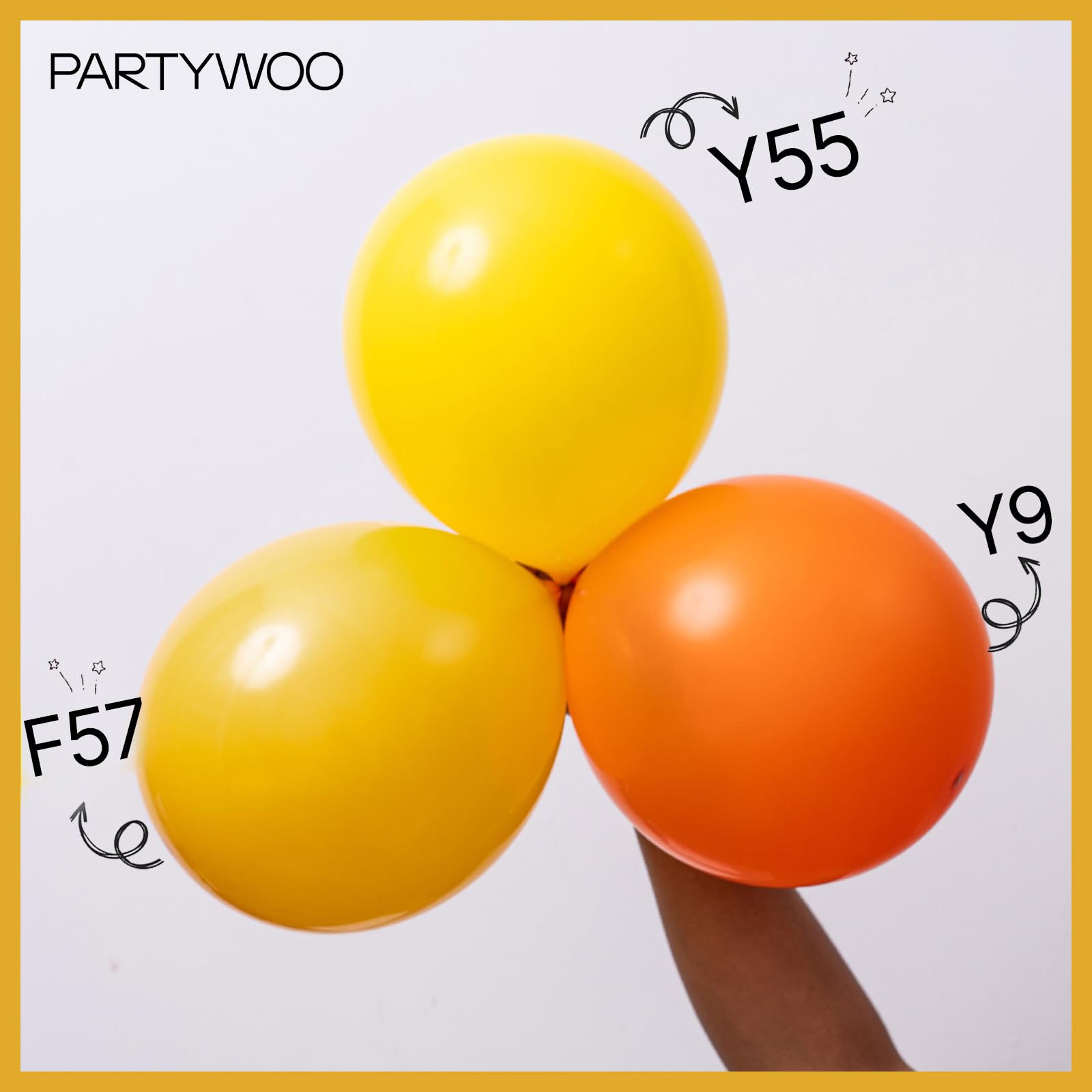 PartyWoo mustard-yellow balloon arch kit setup for quick, eye-catching celebrations.