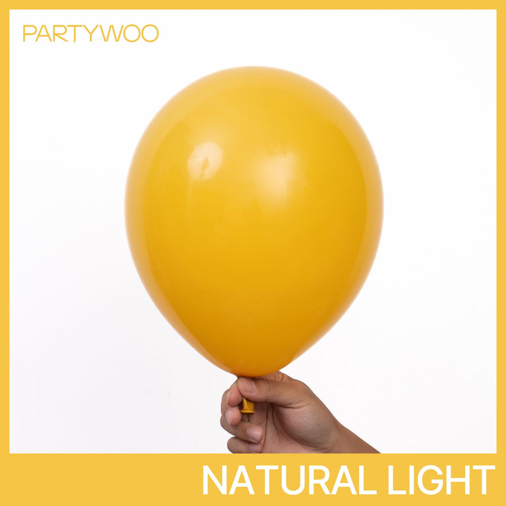 PartyWoo mustard yellow balloons 10in 30pcs ideal for balloon bouquets and backdrops.