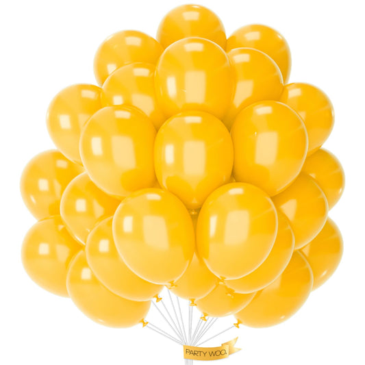 PartyWoo mustard yellow balloons 50pcs pack enhances festive decor.