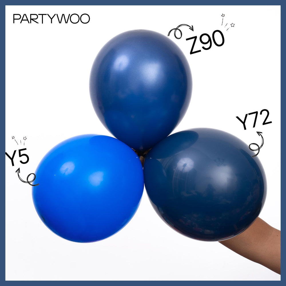PartyWoo navy blue 10-inch balloons for quick decor touches.