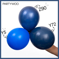 PartyWoo navy blue 10-inch balloons for quick decor touches.