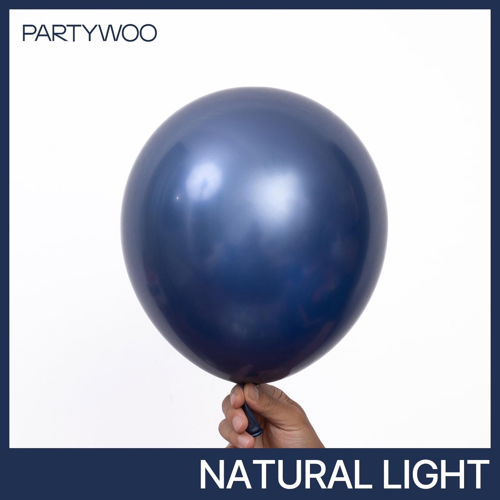 PartyWoo navy blue balloons arch centerpiece with chrome shine