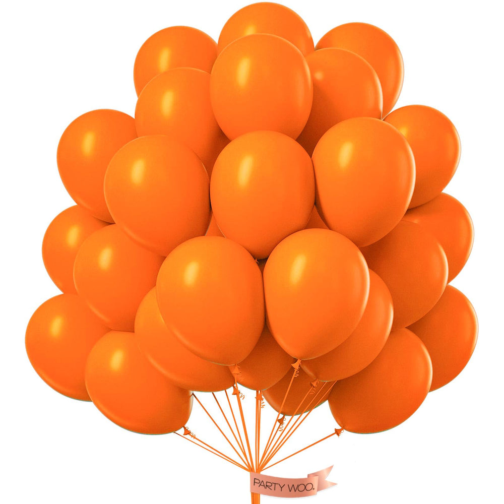 PartyWoo orange balloons 12-inch pack creates vibrant arches and garlands for celebrations.