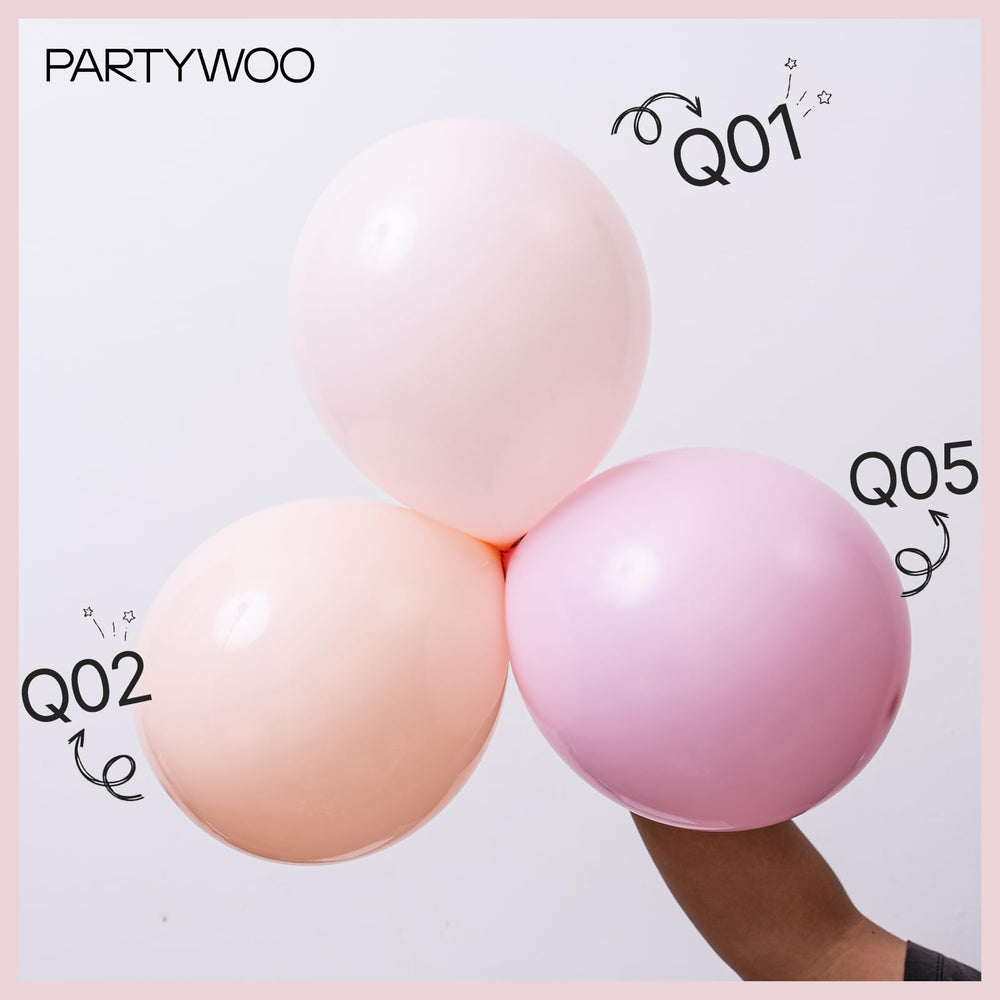 PartyWoo Pale Pink Balloons 10-inch in a soft, versatile decor mix.