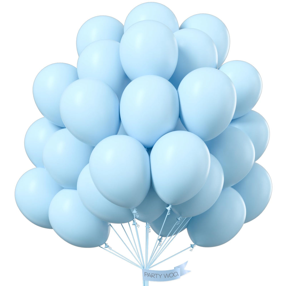 PartyWoo pastel blue balloons close-up for elegant garland decor