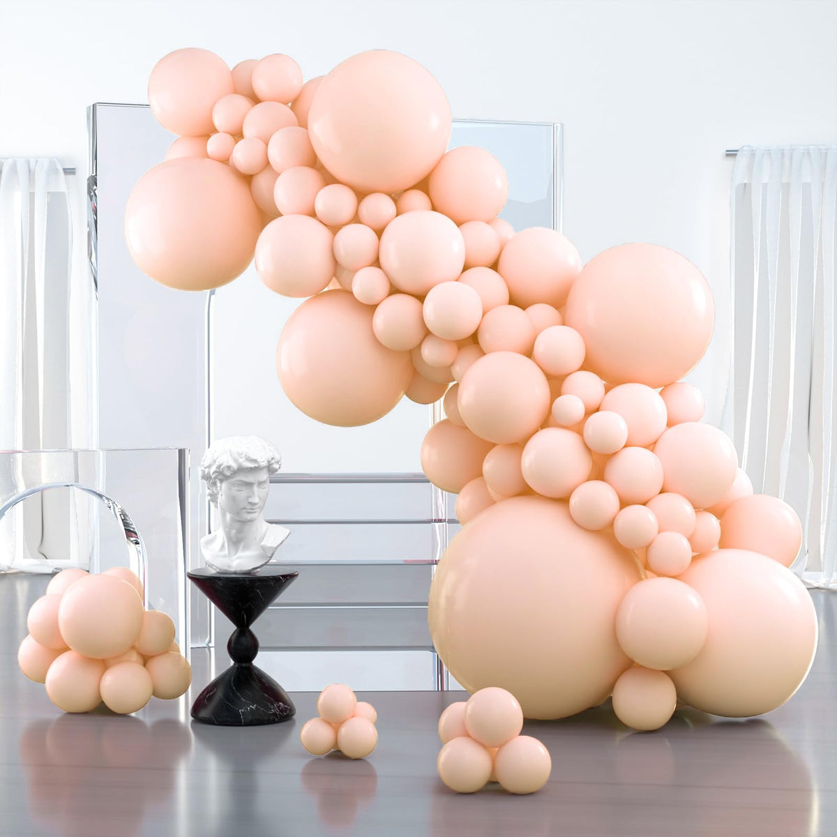 PartyWoo pastel orange arch kit with peach balloons for weddings and baby showers.