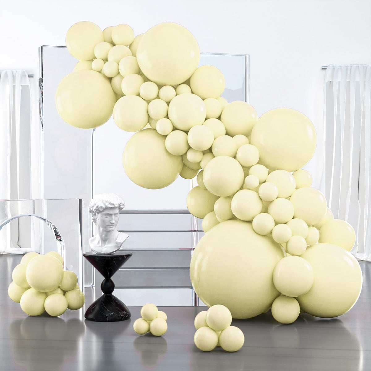 PartyWoo pastel yellow balloons 127 pcs collection for versatile party decor.