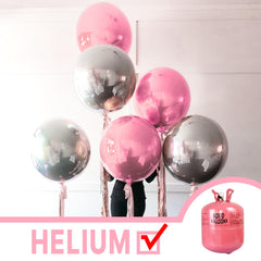 PartyWoo Pearl Pink 22-inch foil balloons create a bold centerpiece.