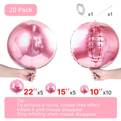 PartyWoo Pearl Pink mirror ball balloons reflect light for festive ambiance.