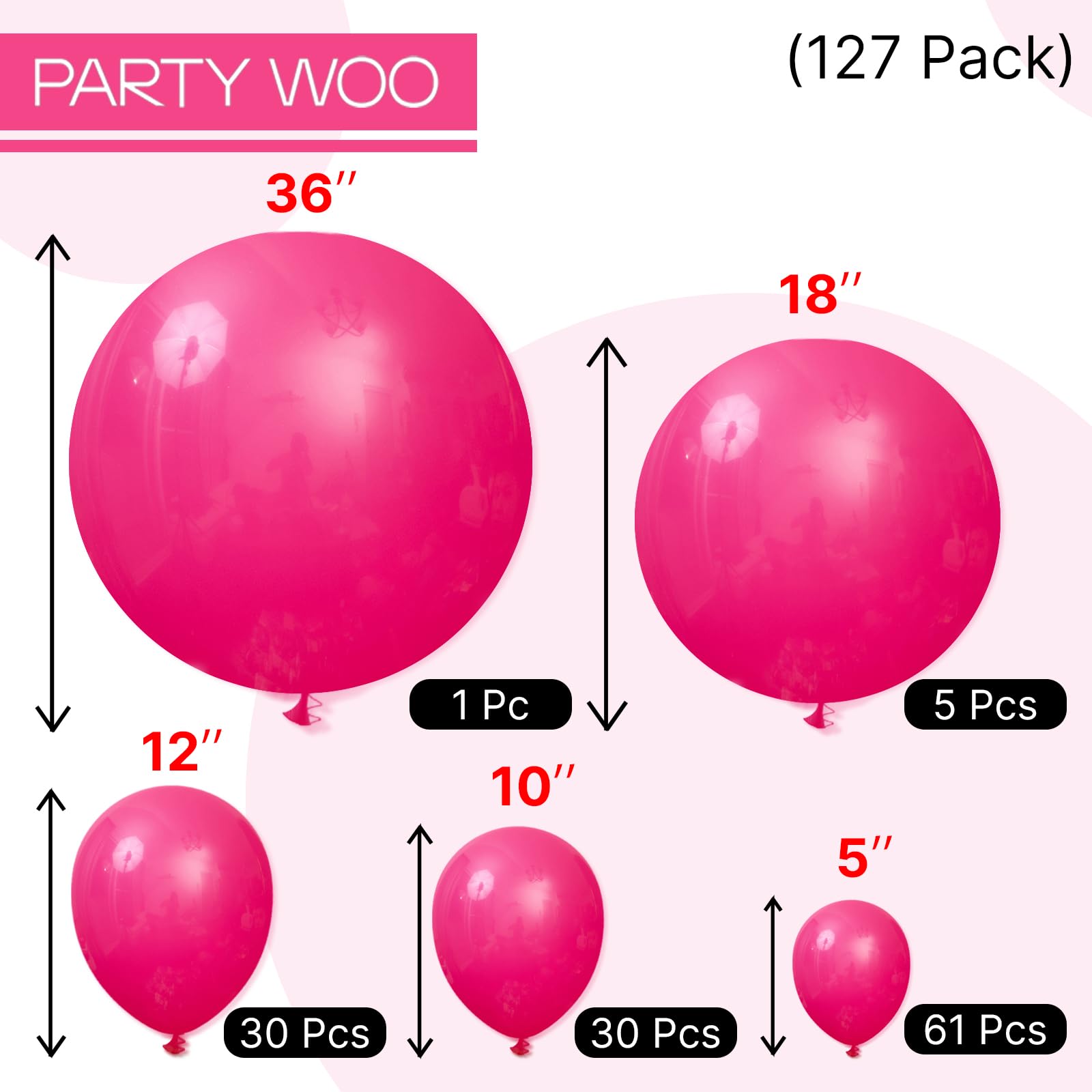 PartyWoo pink balloon arch kit enables rapid, cohesive party displays.