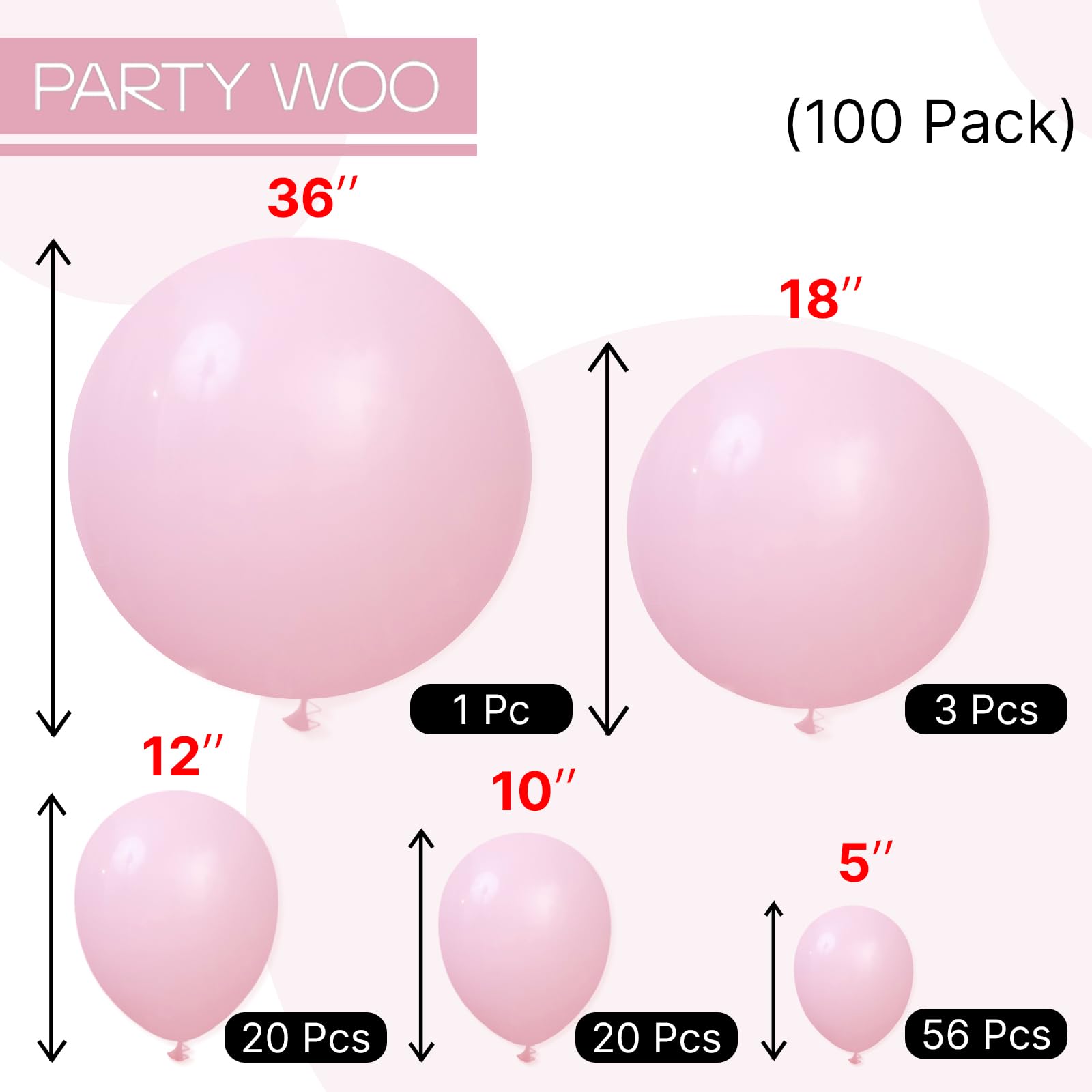 PartyWoo pink balloon arch setup for events like weddings or baby showers.