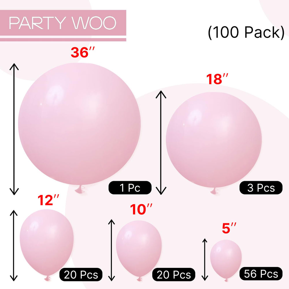 PartyWoo pink balloon arch setup for events like weddings or baby showers.