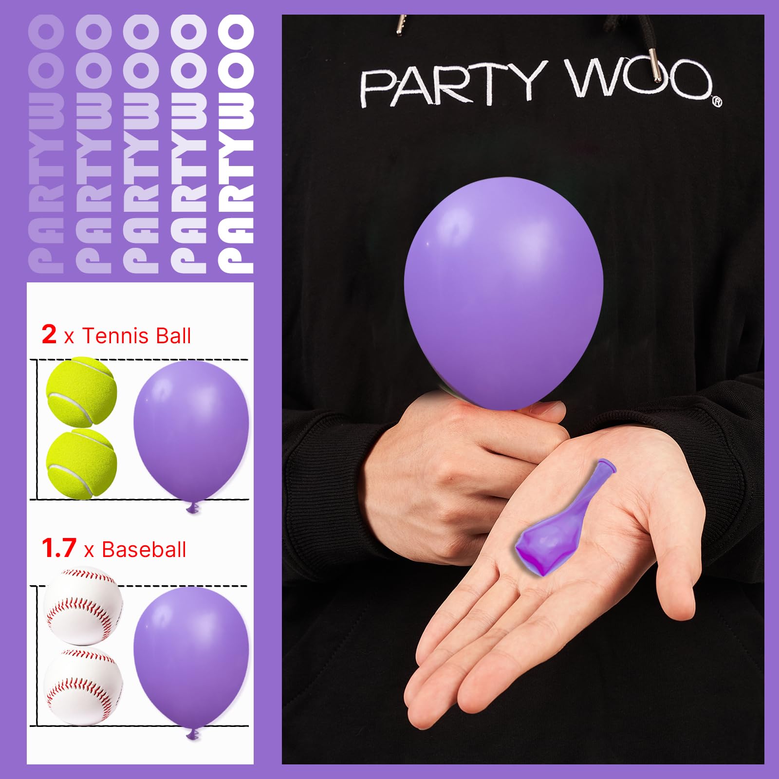 PartyWoo purple balloons centerpiece setup ideal for celebrations