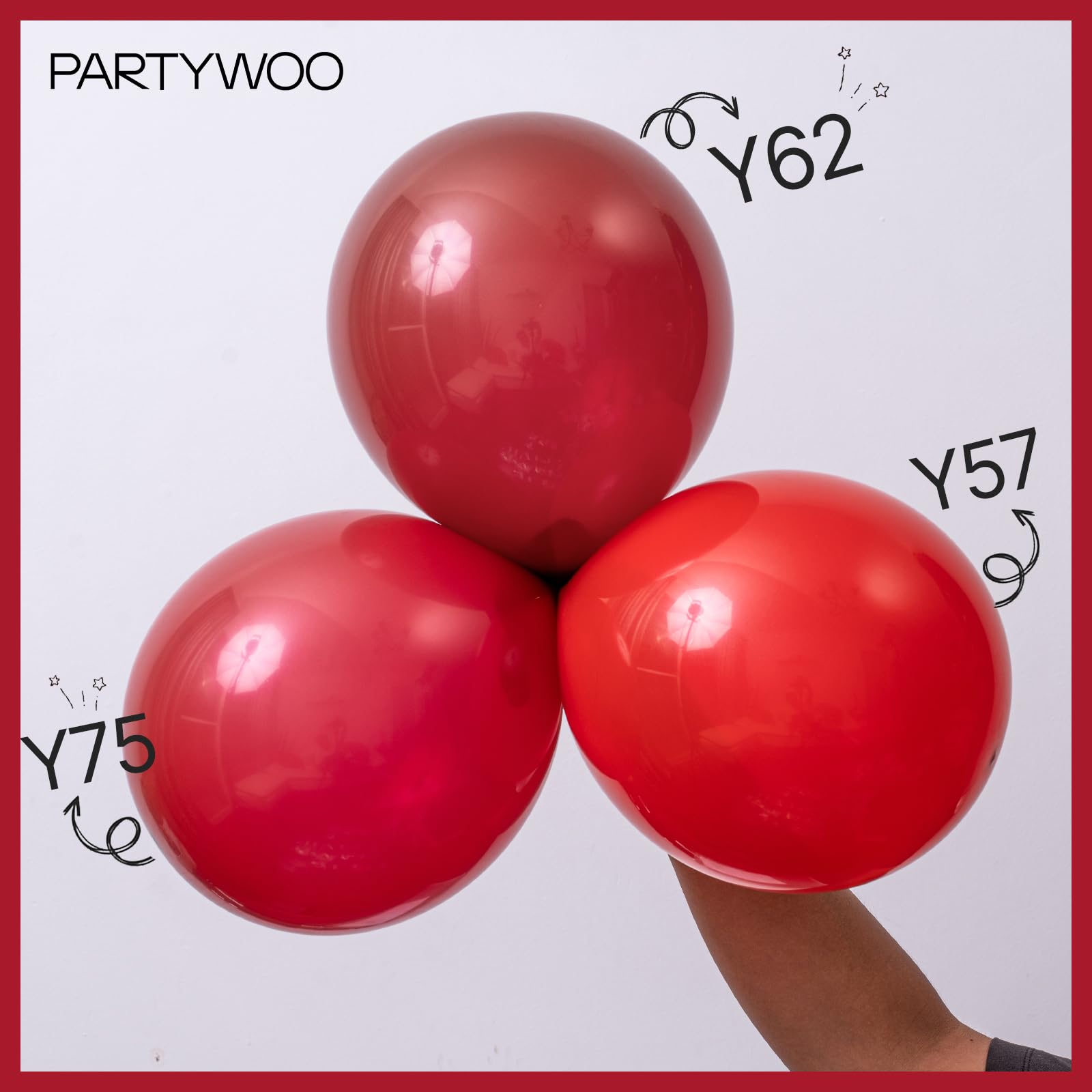 PartyWoo red balloon arch kit ready for setup to create a grand entrance.