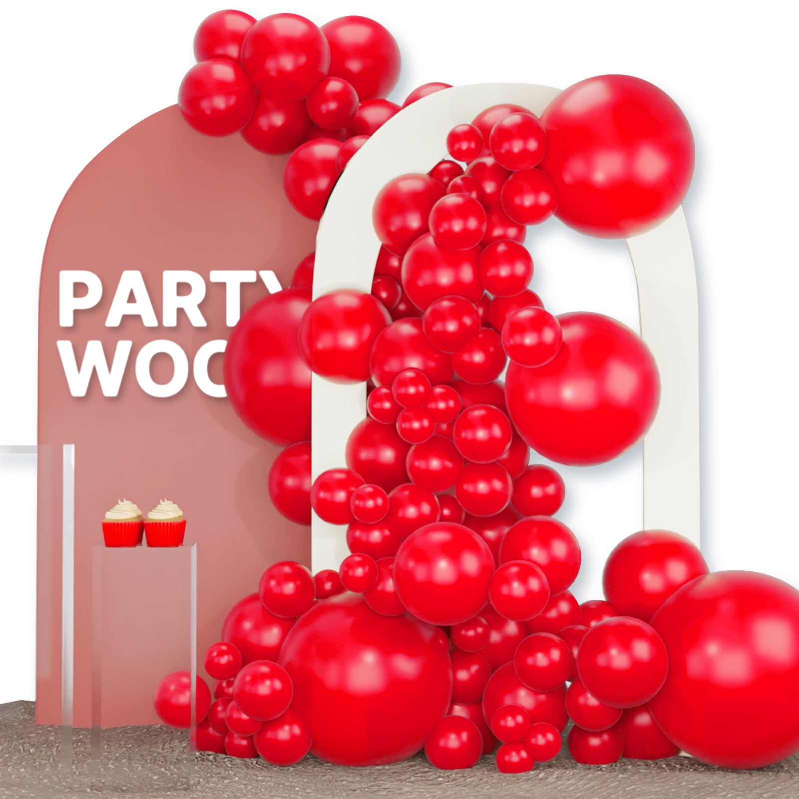 PartyWoo red 18-inch balloons for bold arches and striking centerpieces.