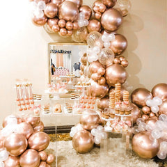 PartyWoo rose gold balloon arch kit elegant setup for events.