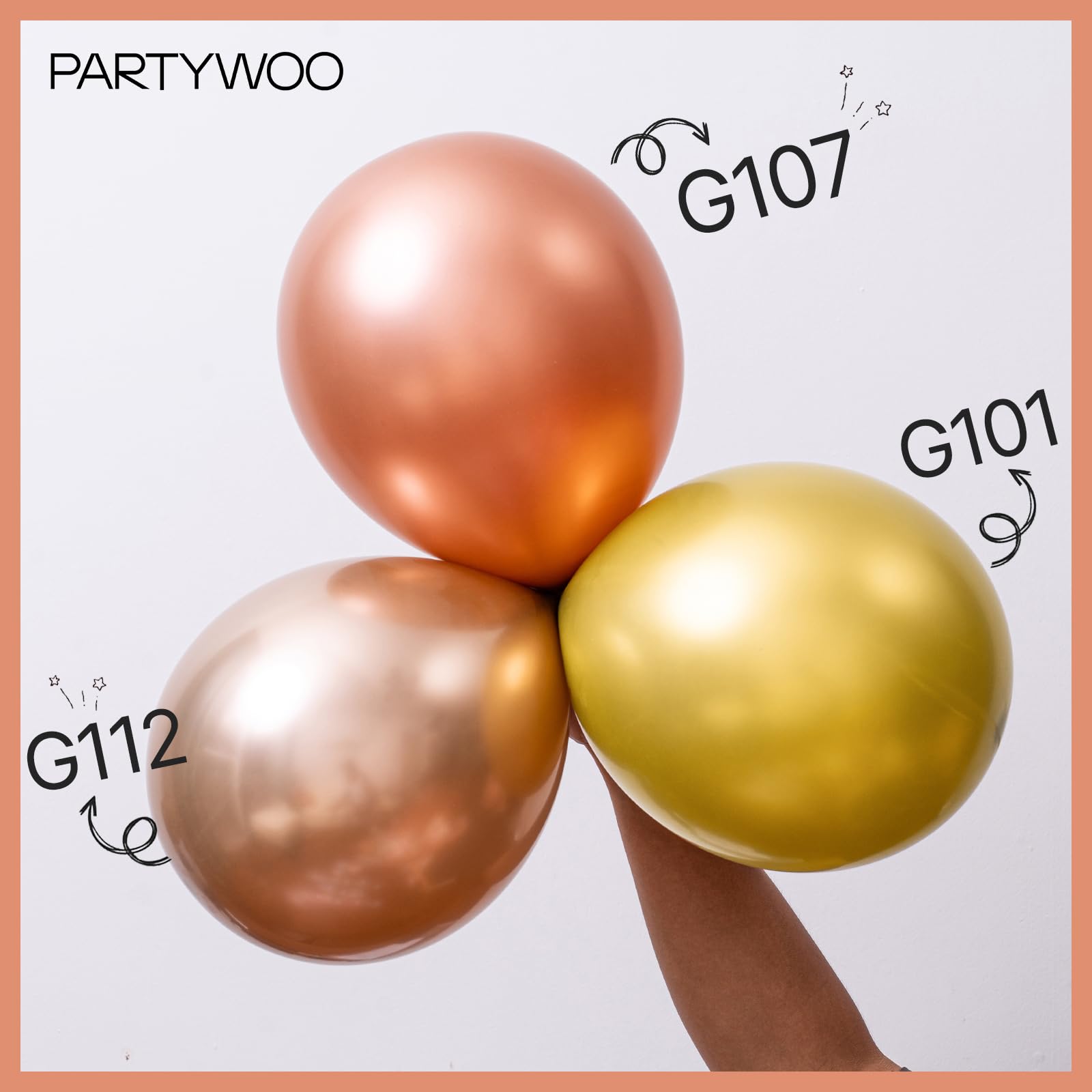 PartyWoo rose gold balloons 10-inch perfect for table centerpieces.