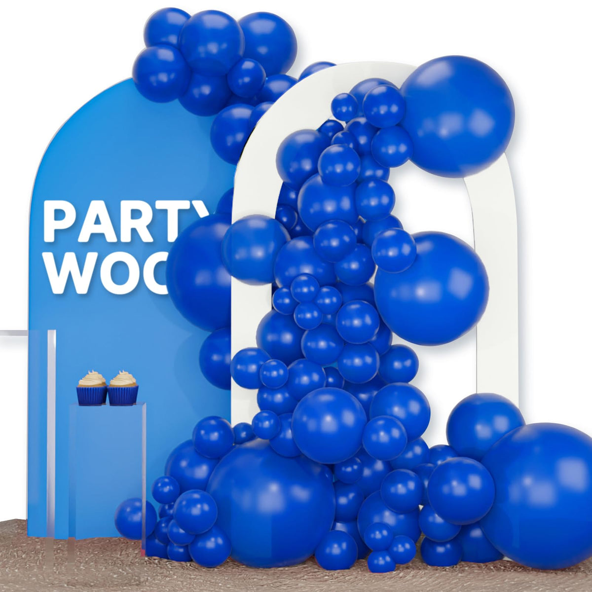 PartyWoo royal blue balloons 18-inch for vibrant arches and lasting setup visuals.