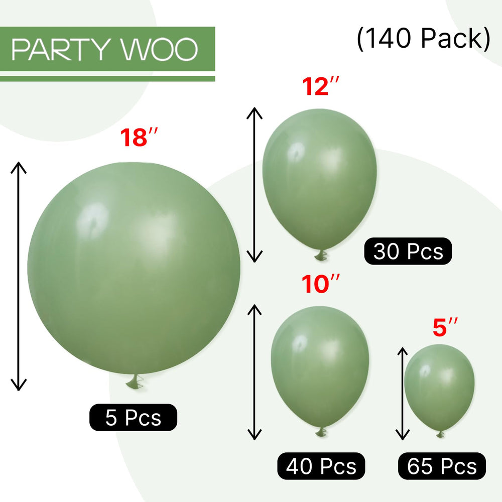 PartyWoo Sage Green texture closeup showcases thick latex quality.