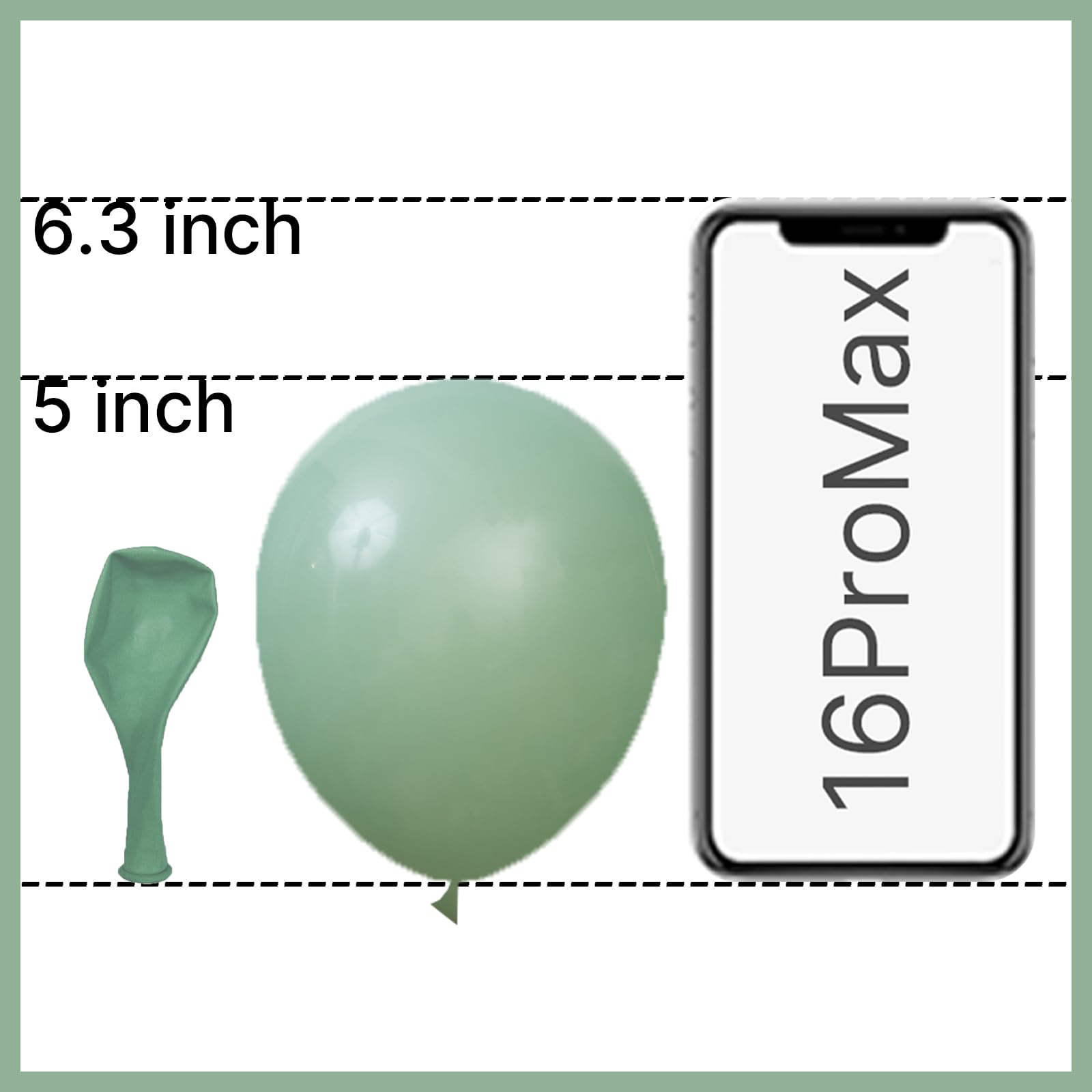 PartyWoo sage green matte balloons perfect for baby showers and neutral décor
