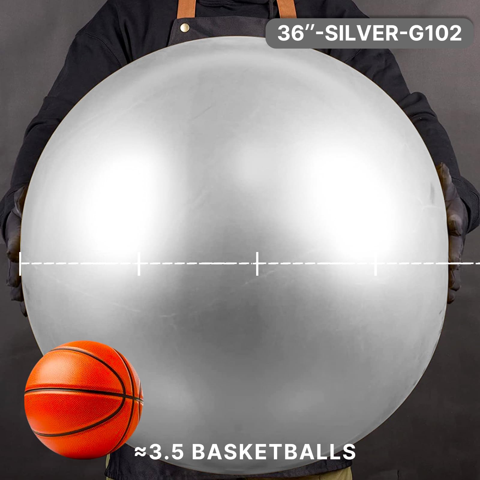 PartyWoo giant 36-inch silver chrome balloon enhances graduation or wedding decor with bold presence.