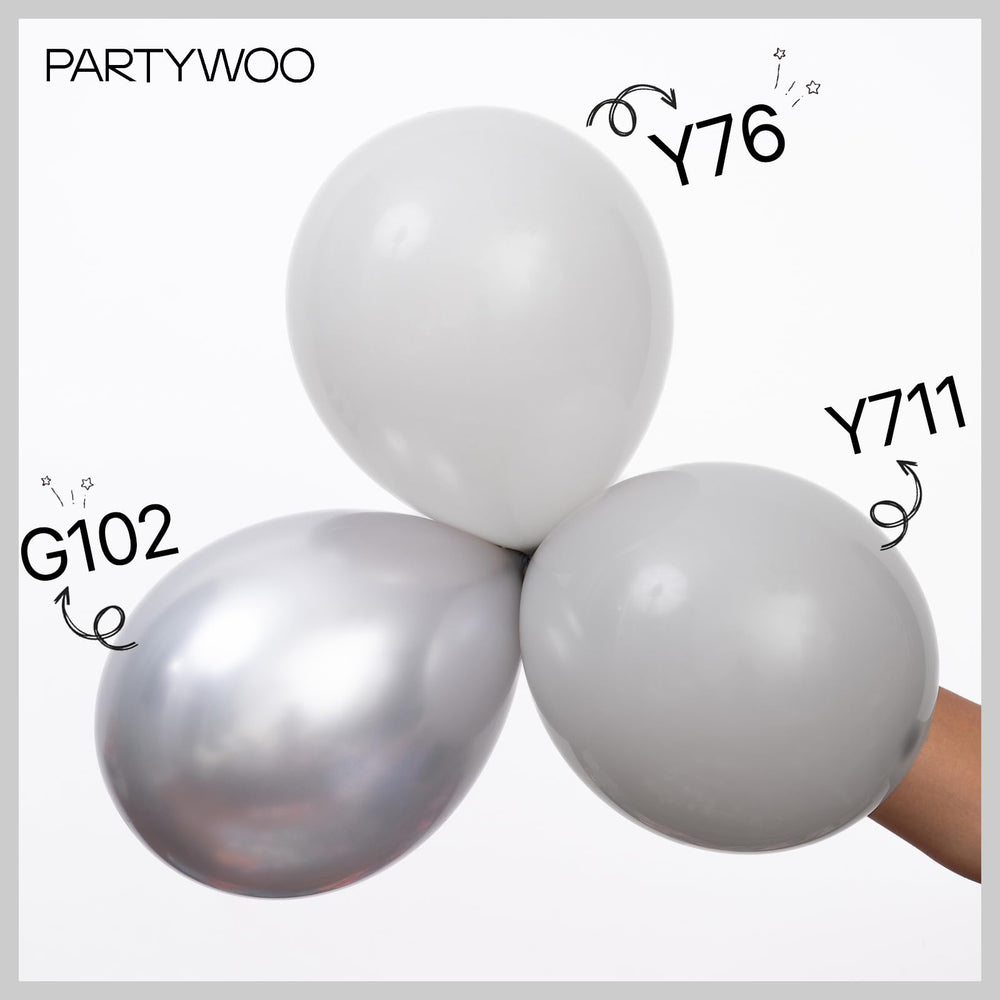 PartyWoo silver balloon garland arch decoration for elegant wedding or party decor.