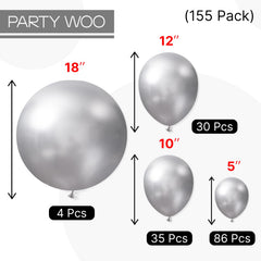 PartyWoo 5-inch silver balloons add delicate accents to garlands.