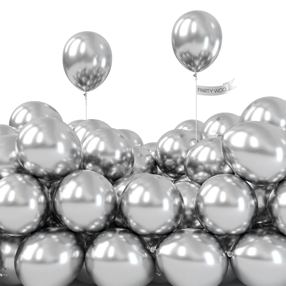 PartyWoo silver metallic balloons 5inch pack adds festive shine to celebrations
