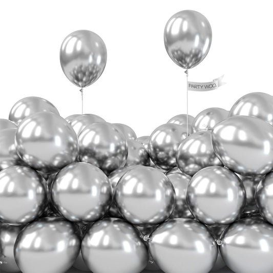 PartyWoo silver metallic balloons 5inch pack adds festive shine to celebrations