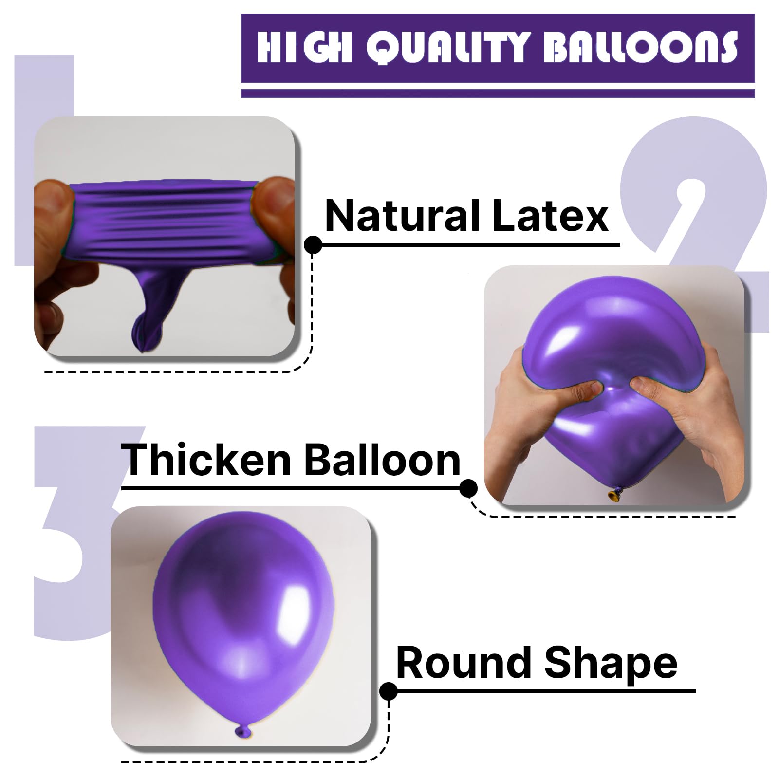 PartyWoo solid color purple balloons ensure cohesive color across decorations.