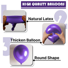 PartyWoo solid color purple balloons ensure cohesive color across decorations.