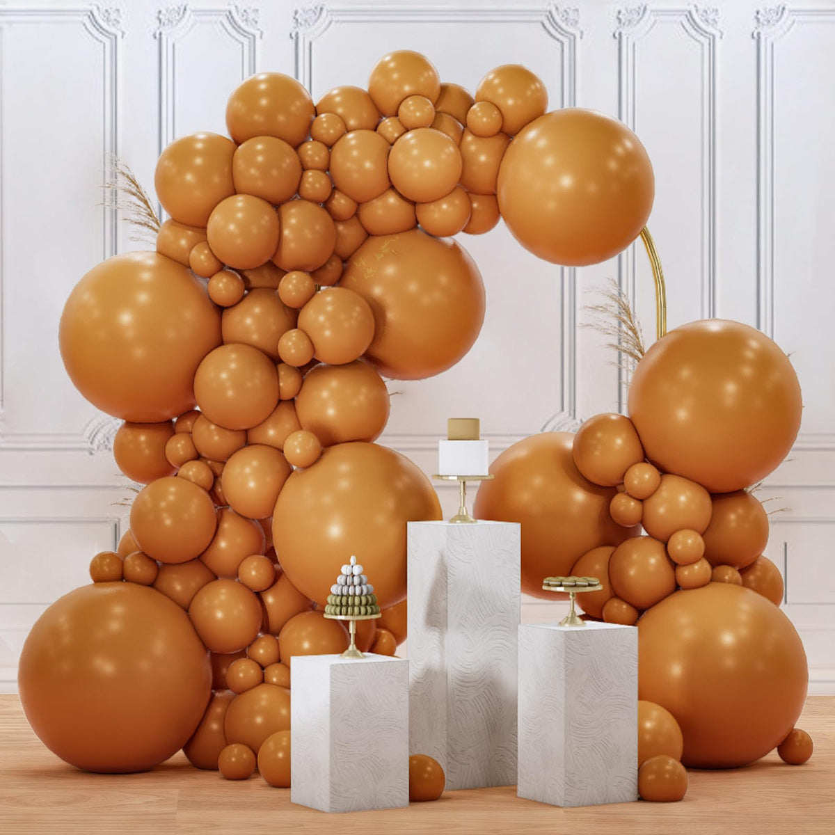 PartyWoo tan balloons 18-inch boho set for elegant neutral décor.