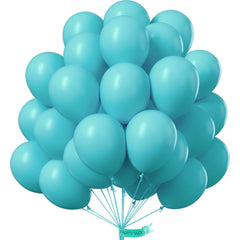 PartyWoo teal balloons 12-inch set for bright party décor.