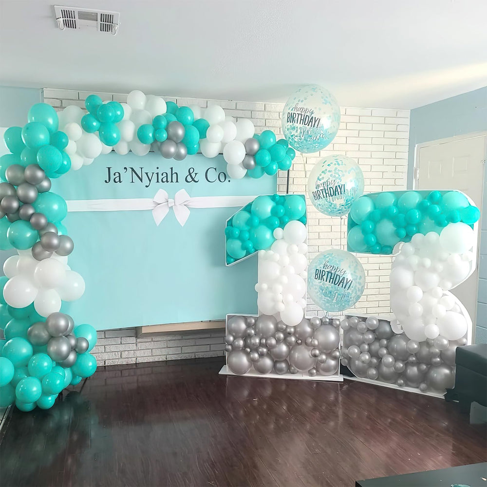 PartyWoo teal blue balloons pack supports garlands arches and centerpieces