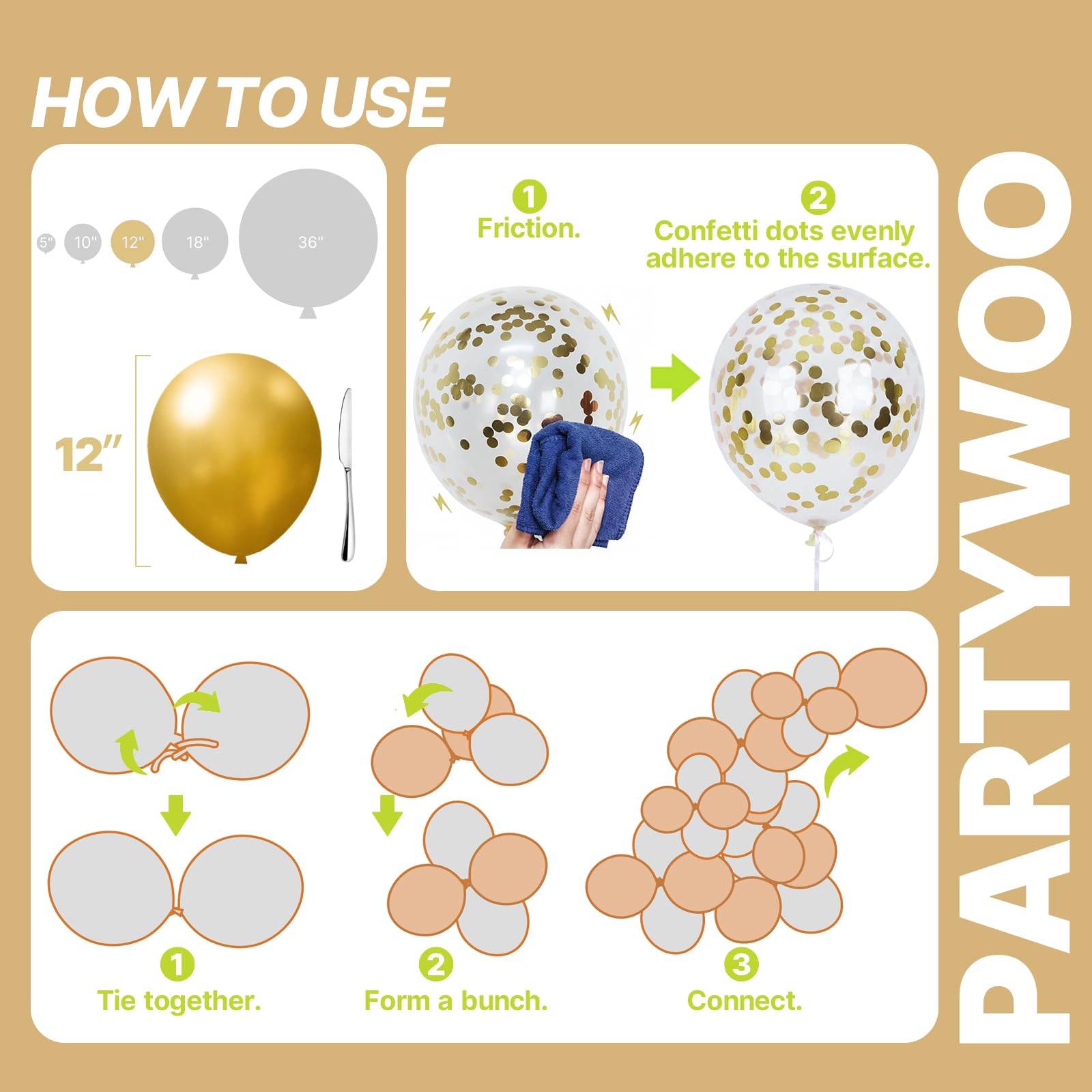 PartyWoo thick latex balloons stay full longer.