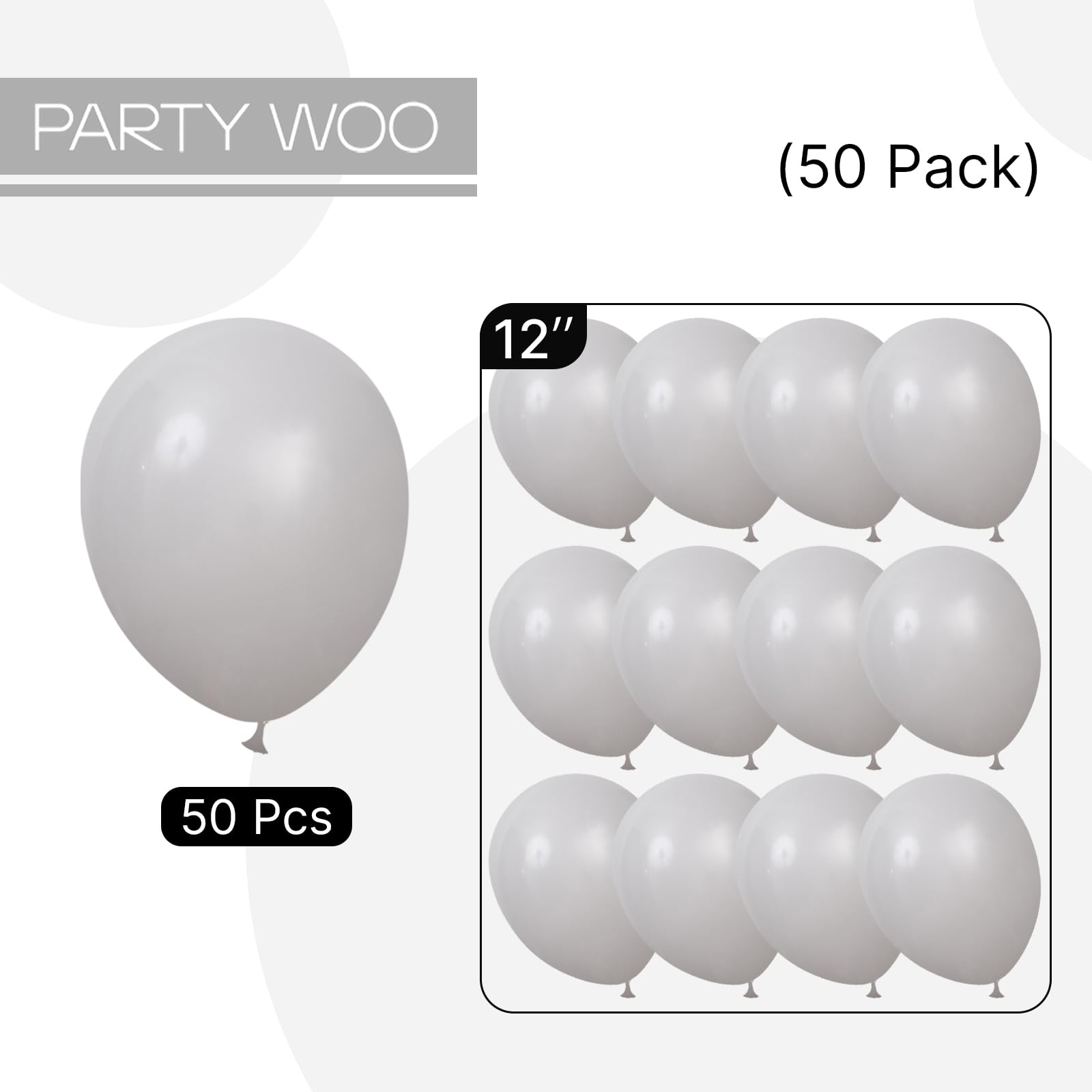 PartyWoo thick latex gray balloons stay durable during celebrations.