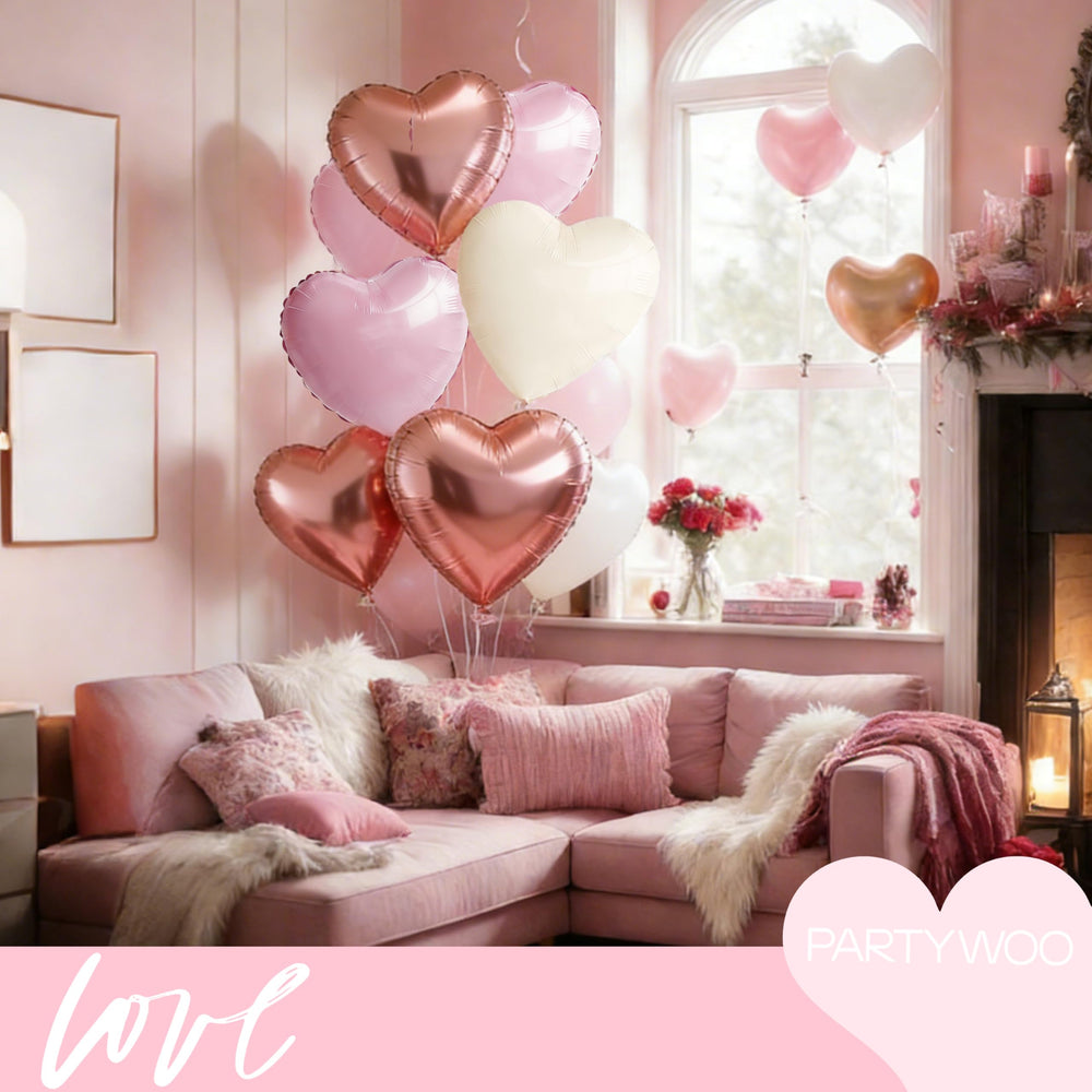 PartyWoo baby pink heart foil balloons add soft charm to wedding decor