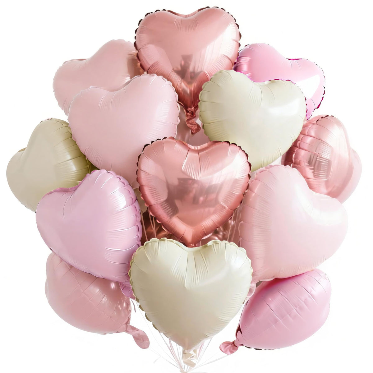 PartyWoo Valentine heart foil balloons in pink and cream create a romantic backdrop for proposals