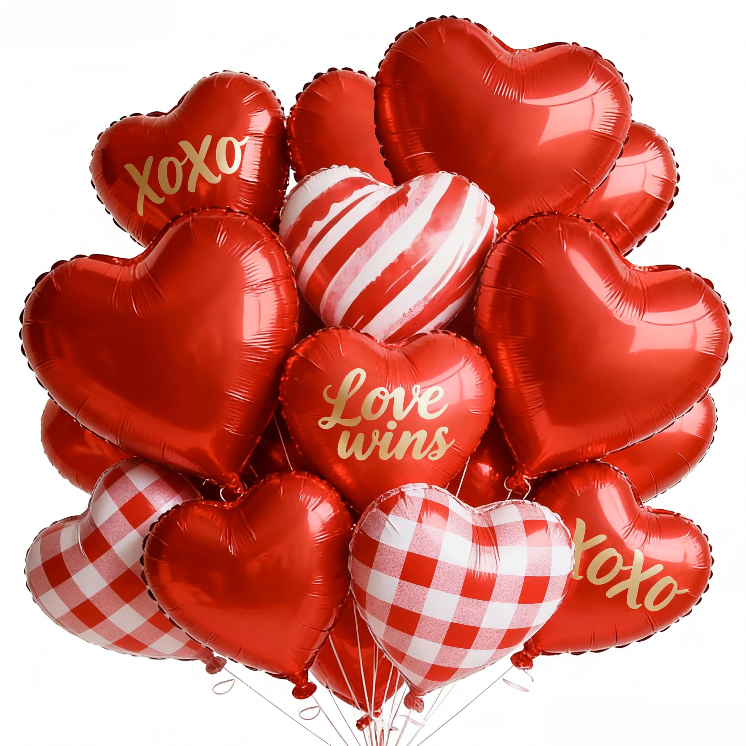 PartyWoo Valentine 18in red heart foil balloons brighten romantic setups