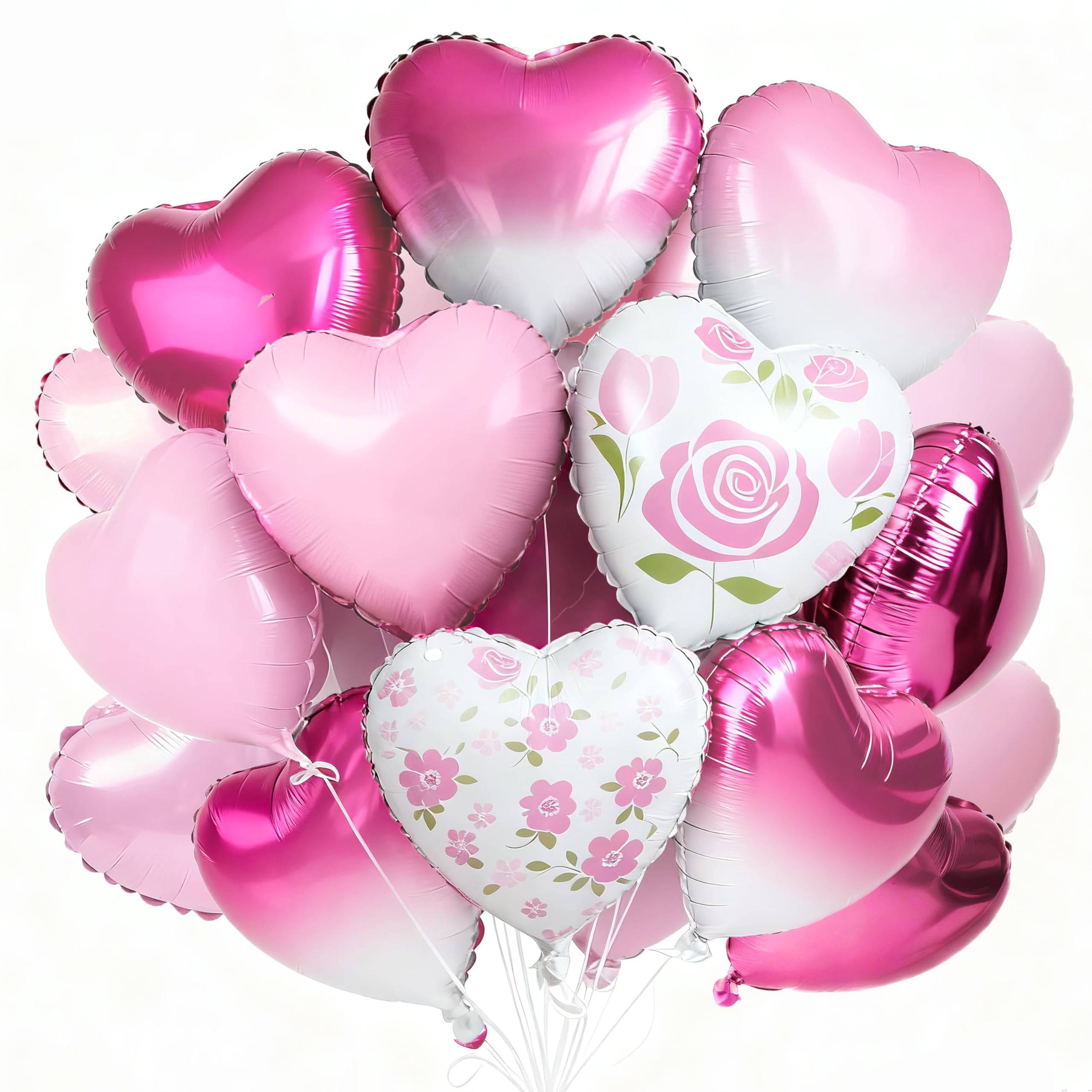 PartyWoo Valentines hot pink foil heart balloons for a bold centerpiece and festive glow