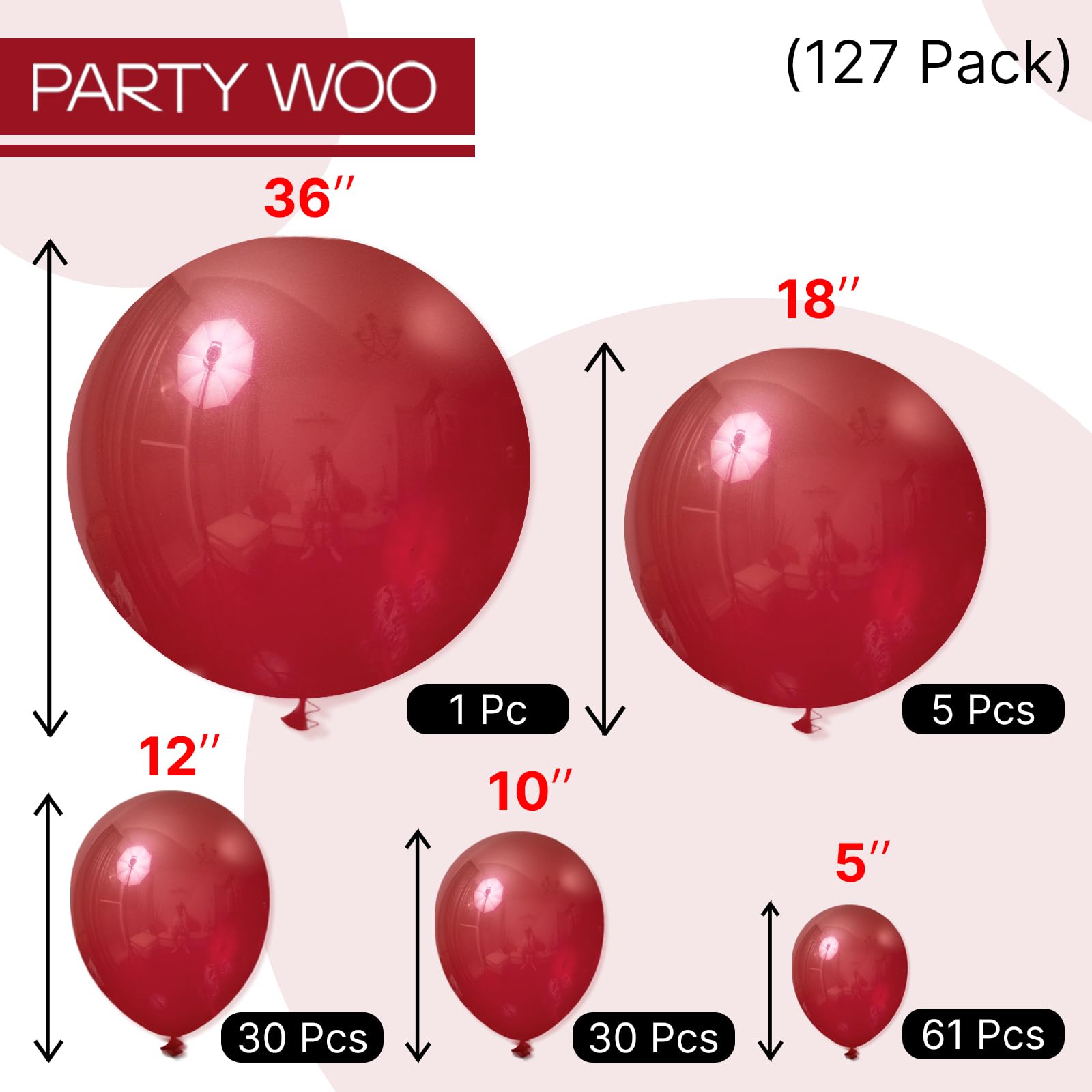 PartyWoo wedding decor maroon balloons help create cohesive color schemes.