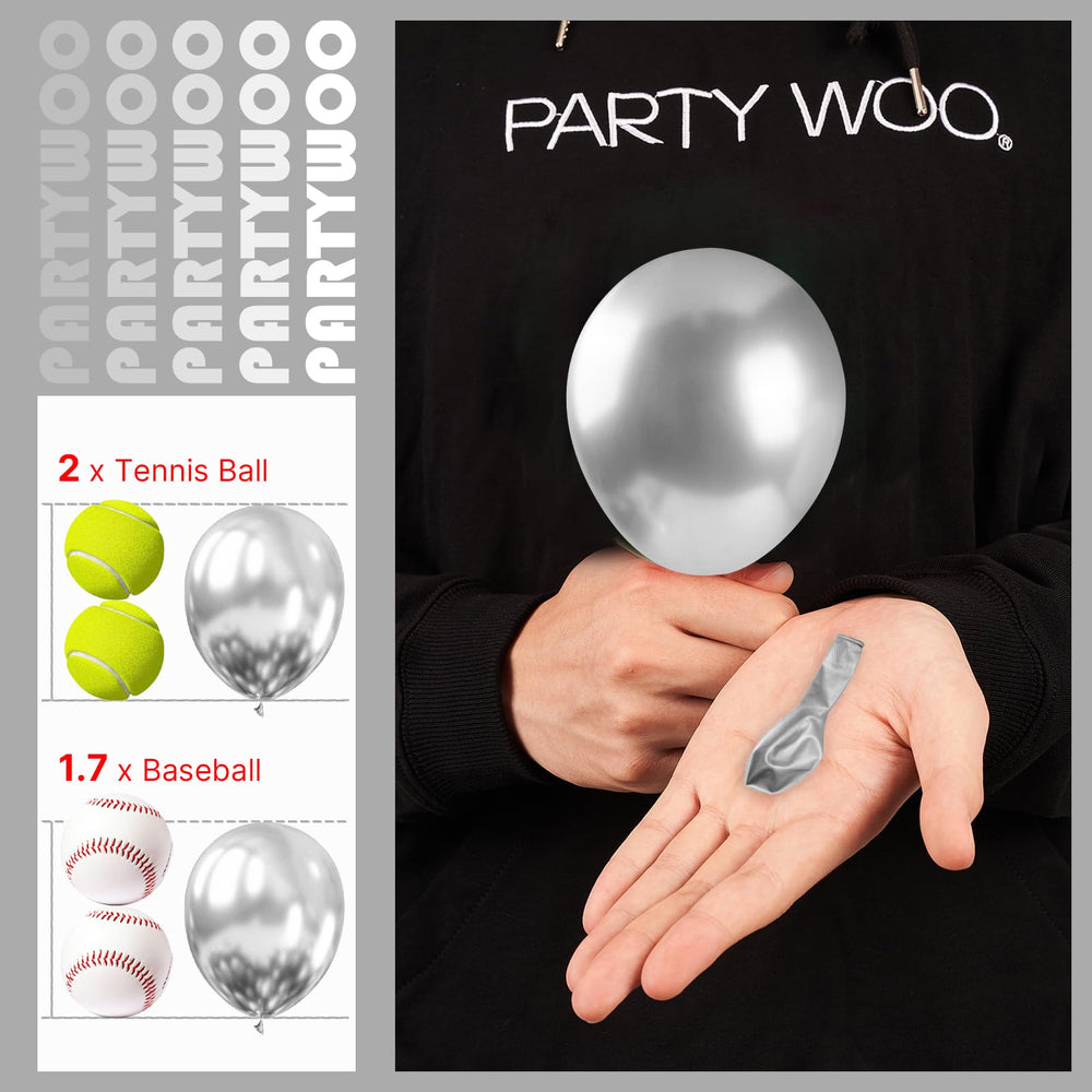 Wedding decor with PartyWoo silver balloons creates timeless chic ambiance