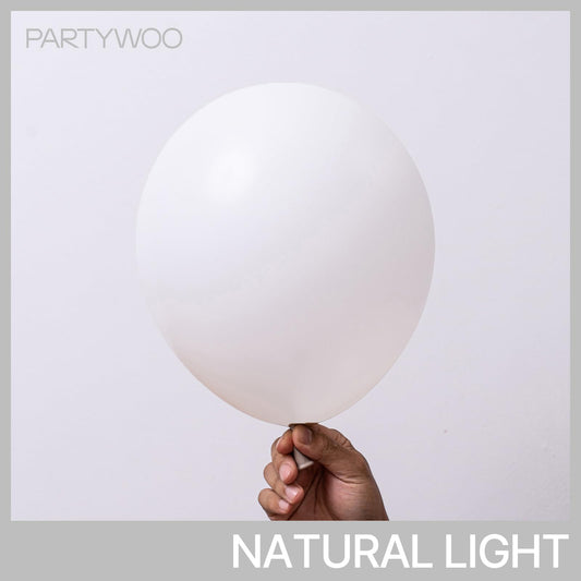 PartyWoo white 12-inch balloons to add fullness to garlands and arches.