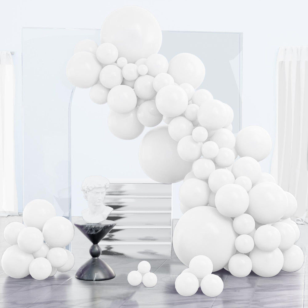 PartyWoo 85-piece white balloon set for elegant garland and arch decor