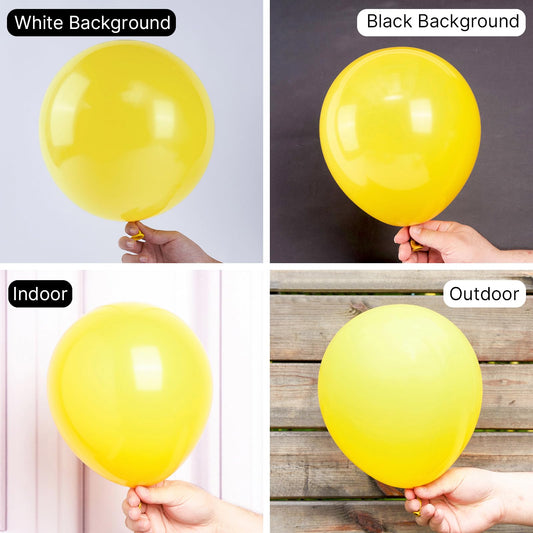 PartyWoo yellow balloons arch setup with bright focal point