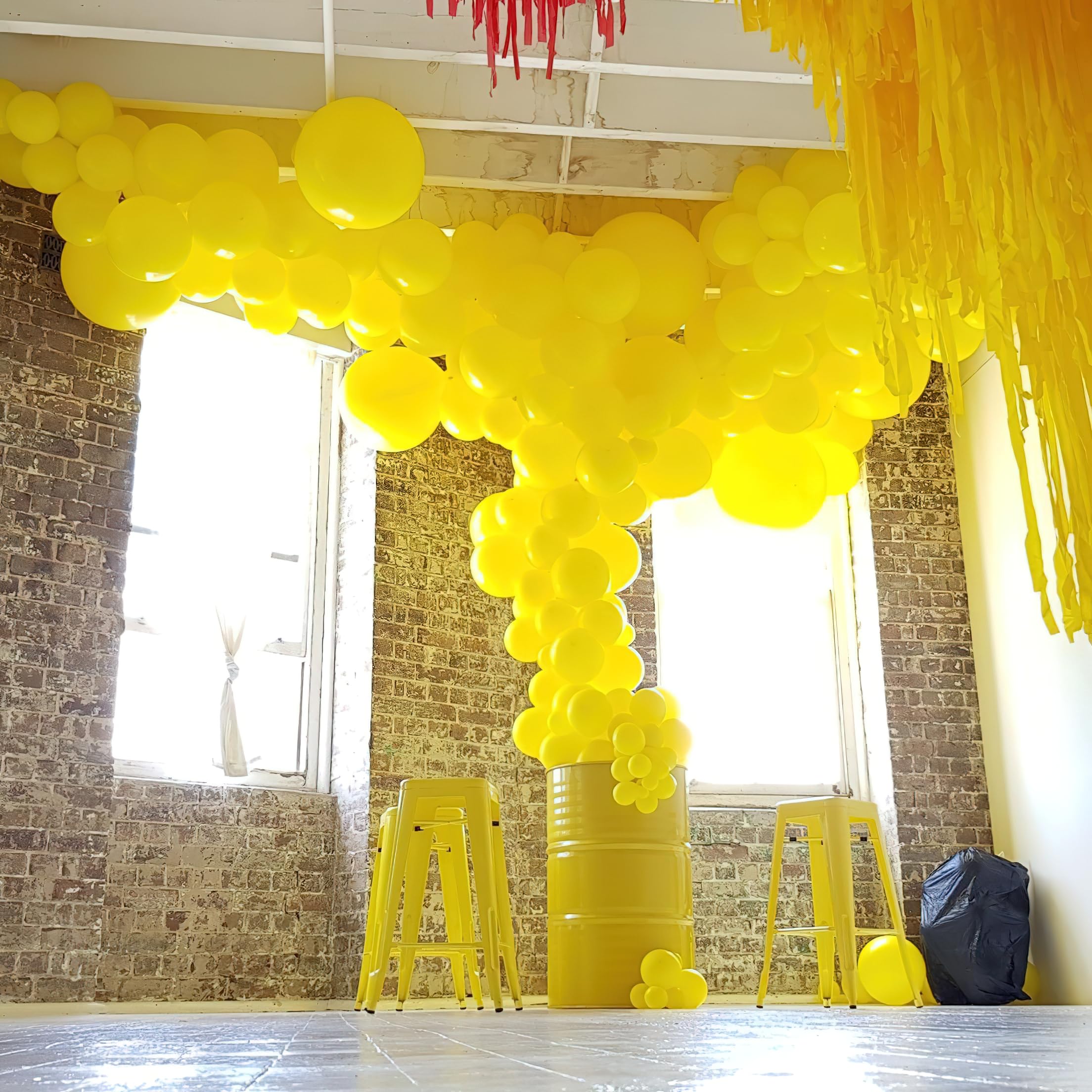 PartyWoo air-filled yellow balloons stay full longer indoors